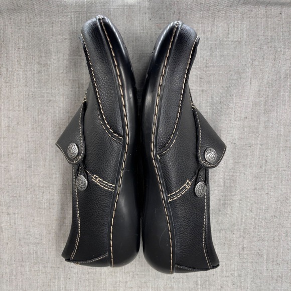 Clarks Collection‎ Ashland Black Leather Slip On Loafer Shoes Womens 8 Wide - Picture 10 of 11